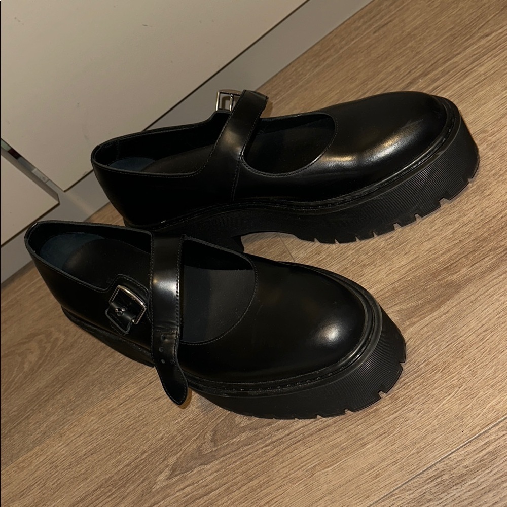 HERMES Calfskin Hoxton Black Oxford Platform MaryJanes size 40 - Picture 7 of 9
